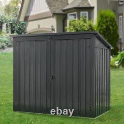 67 Cu. Ft Outdoor Metal Trash Can Storage Shed Horizontal Cabinet Box for Garden