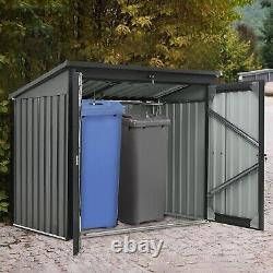 67 Cu. Ft Outdoor Metal Trash Can Storage Shed Horizontal Cabinet Box for Garden