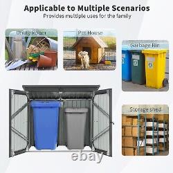 67 Cu. Ft Outdoor Metal Trash Can Storage Shed Horizontal Cabinet Box for Garden
