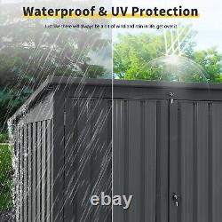 67 Cu. Ft Outdoor Metal Trash Can Storage Shed Horizontal Cabinet Box for Garden