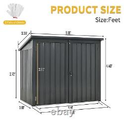 67 Cu. Ft Outdoor Metal Trash Can Storage Shed Horizontal Cabinet Box for Garden
