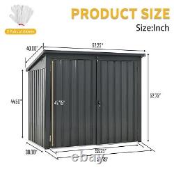 67 Cu. Ft Outdoor Metal Trash Can Storage Shed Horizontal Cabinet Box for Garden
