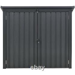 67 Cu. Ft Outdoor Metal Trash Can Storage Shed Horizontal Cabinet Box for Garden