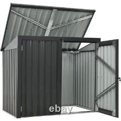 67 Cu. Ft Outdoor Metal Trash Can Storage Shed Horizontal Cabinet Box for Garden