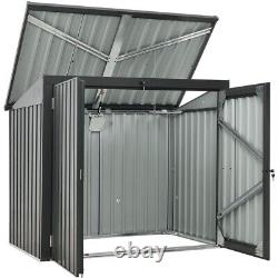 67 Cu. Ft Outdoor Metal Trash Can Storage Shed Horizontal Cabinet Box for Garden