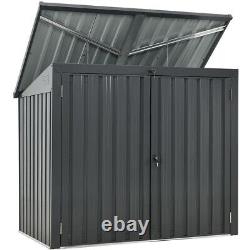 67 Cu. Ft Outdoor Metal Trash Can Storage Shed Horizontal Cabinet Box for Garden