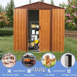 6FT. Wx6FT. D Metal Storage Shed Appealing horizontal siding in woodgrain withcof