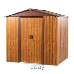 6FT. Wx6FT. D Metal Storage Shed Appealing horizontal siding in woodgrain withcof