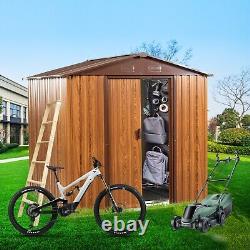 6 Ft. W X 6 Ft. D Metal Storage Shed Horizontal Siding, Woodgrain & Coffee Trim