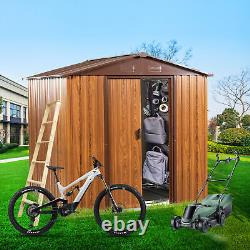 6 Ft X 6 Ft Metal Storage Shed with Pad-lockable Sliding Doors Yellow Brown