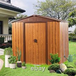 6 Ft X 6 Ft Metal Storage Shed with Pad-lockable Sliding Doors Yellow Brown