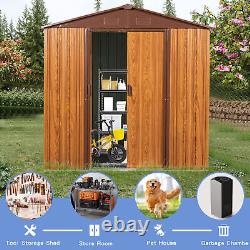 6 Ft X 6 Ft Metal Storage Shed with Pad-lockable Sliding Doors Yellow Brown
