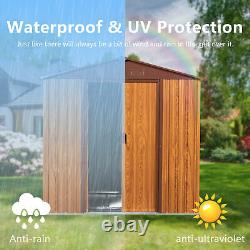 6 Ft X 6 Ft Metal Storage Shed with Pad-lockable Sliding Doors Yellow Brown