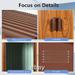 6 Ft X 6 Ft Metal Storage Shed with Pad-lockable Sliding Doors Yellow Brown