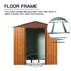 6 Ft X 6 Ft Metal Storage Shed with Pad-lockable Sliding Doors Yellow Brown
