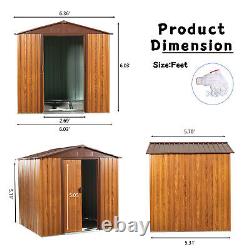 6 Ft X 6 Ft Metal Storage Shed with Pad-lockable Sliding Doors Yellow Brown