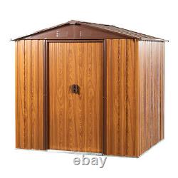 6 Ft X 6 Ft Metal Storage Shed with Pad-lockable Sliding Doors Yellow Brown