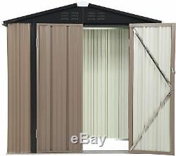 6'x4'x6' Outdoor Metal Garden Storage Shed Tool House with 2 Doors & Lock