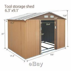 6' x 9' Backyard Garden Storage Shed Outdoor Utility Tool Garage with Sliding Door