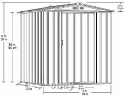 6ft x 5ft Arrow EZEE Shed Steel Storage Shed Low Gable Cream with Charcoal Trim