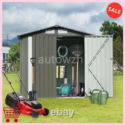 6x4Ft Large Storage Shed Horizontal Bike Sheds Metal Outdoor Storage Cabinet