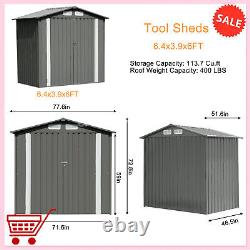 6x4Ft Large Storage Shed Horizontal Bike Sheds Metal Outdoor Storage Cabinet