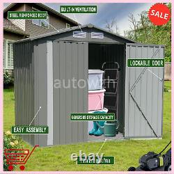 6x4Ft Large Storage Shed Horizontal Bike Sheds Metal Outdoor Storage Cabinet