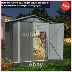 6x4Ft Large Storage Shed Horizontal Bike Sheds Metal Outdoor Storage Cabinet