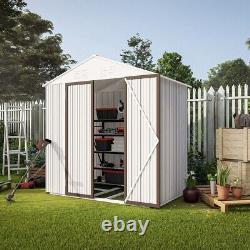 6x4ft Lockable Outdoor Metal Storage Shed Garden Tool Shed Backyard Utility Room