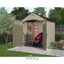 7 Ft. X 7 Ft. Resin Storage Shed Trash Cans Garden Tools All-Weather Organizer