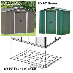 8'x10' Garden Steel Storage Shed Garage Tool Utility Foundation Kit Lawn Outdoor