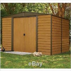 8'x10' Garden Steel Storage Shed Garage Tool Utility Lawn Outdoor Wood Color