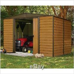 8'x10' Garden Steel Storage Shed Garage Tool Utility Lawn Outdoor Wood Color
