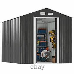 8'x10' Outdoor Metal Storage Shed Garden Tool Storage Shed with Sliding Doors