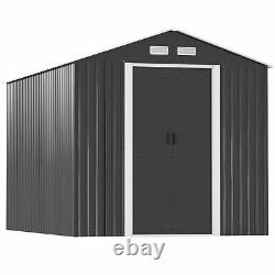8'x10' Outdoor Metal Storage Shed Garden Tool Storage Shed with Sliding Doors