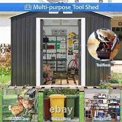 8'x10' Outdoor Metal Storage Shed Garden Tool Storage Shed with Sliding Doors