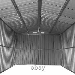 8'x10' Outdoor Metal Storage Shed Garden Tool Storage Shed with Sliding Doors