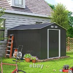 8'x10' Outdoor Metal Storage Shed Garden Tool Storage Shed with Sliding Doors