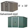 8'x10' Steel Outdoor Garden Storage Shed Tool Shed Cabinet Building Gray / Green