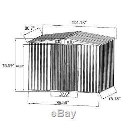 8'x6'Garden Storage Shed Outdoor Garage All Weather Tool Utility Patio Backyard