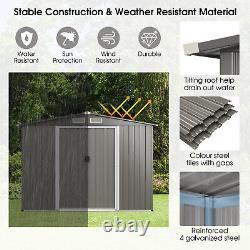 8'x6' Outdoor Storage Shed Galvanized Steel Tool House Organizer for Garden Yard
