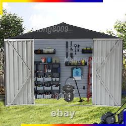 8'x8Ft Storage Shed Horizontal Sheds Metal Storage Cabinet with Lockable Door