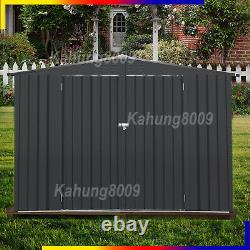 8'x8Ft Storage Shed Horizontal Sheds Metal Storage Cabinet with Lockable Door