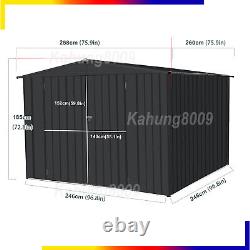8'x8Ft Storage Shed Horizontal Sheds Metal Storage Cabinet with Lockable Door