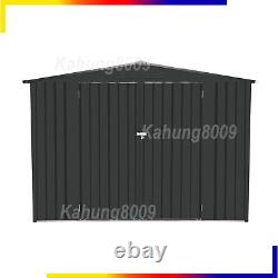 8'x8Ft Storage Shed Horizontal Sheds Metal Storage Cabinet with Lockable Door