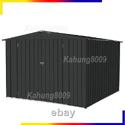 8'x8Ft Storage Shed Horizontal Sheds Metal Storage Cabinet with Lockable Door