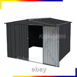 8'x8Ft Storage Shed Horizontal Sheds Metal Storage Cabinet with Lockable Door