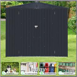 8'x8Ft Storage Shed Horizontal Sheds Metal Storage Cabinet with Lockable Door