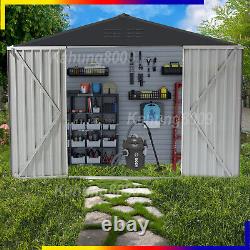 8'x8 FT Storage Shed Horizontal Sheds Metal Storage Cabinet with Lockable Door