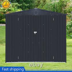8'x8 FT Storage Shed Horizontal Sheds Metal Storage Cabinet with Lockable Door
